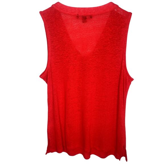 INC International Concepts Red Linen V-Neck Lace Up Sleeveless Tank Top Sz Large - Picture 3 of 8
